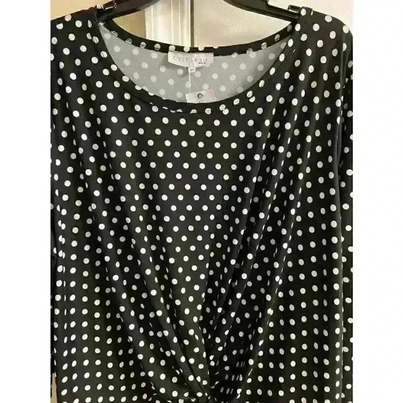 C’EST LA‎ V.IT NWT black polka dotted blouse/top, sz 3X. - Picture 2 of 5
